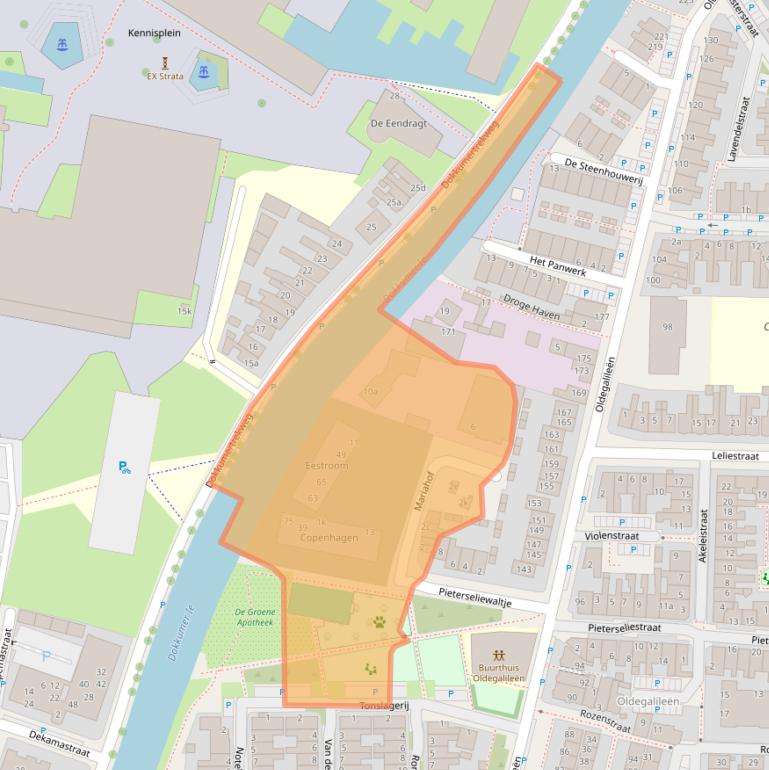Kaart van postcodegebied 8922BZ.