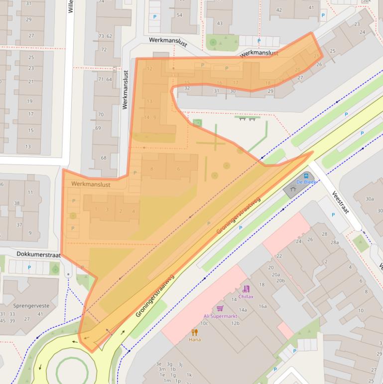 Kaart van postcodegebied 8922CA.