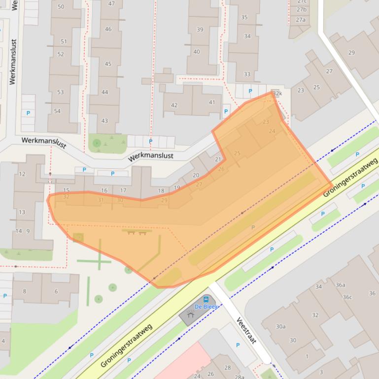 Kaart van postcodegebied 8922CB.