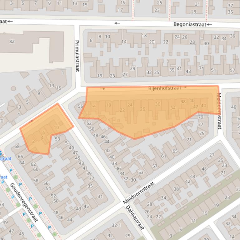 Kaart van postcodegebied 8922EB.