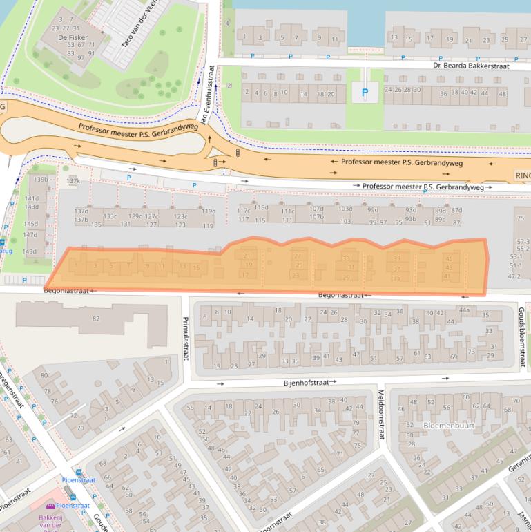 Kaart van postcodegebied 8922ED.