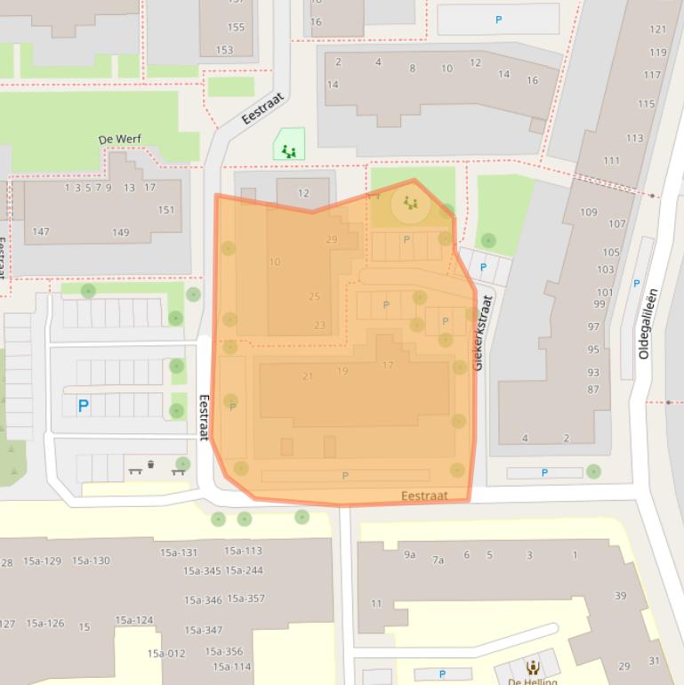 Kaart van postcodegebied 8922JG.