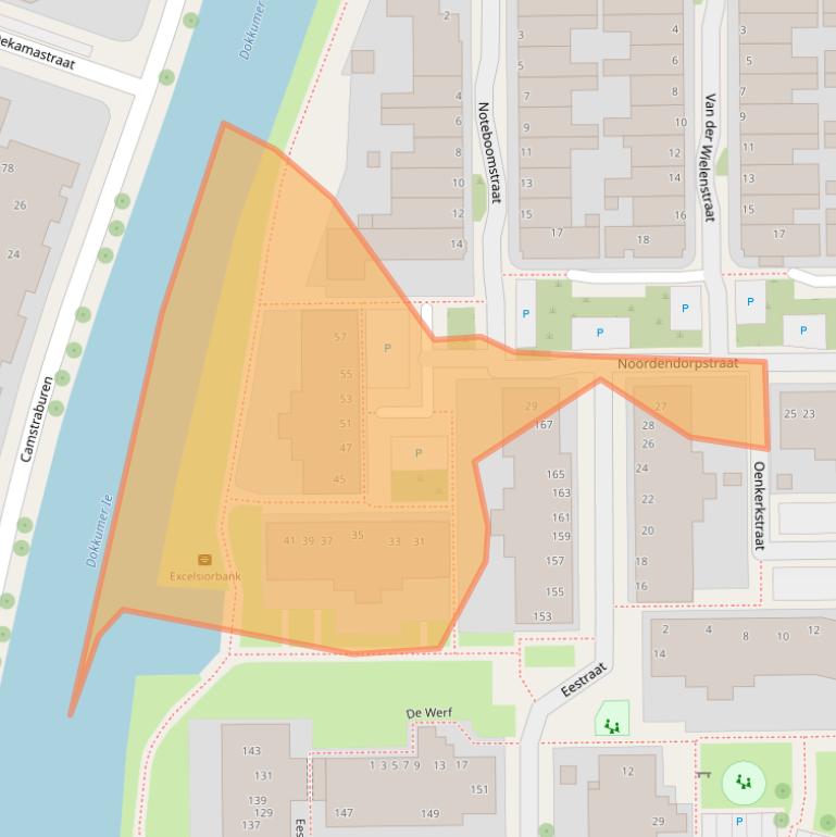 Kaart van postcodegebied 8922JJ.
