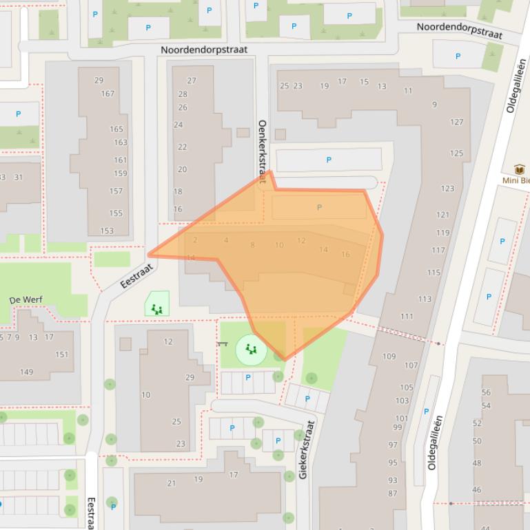 Kaart van postcodegebied 8922JK.