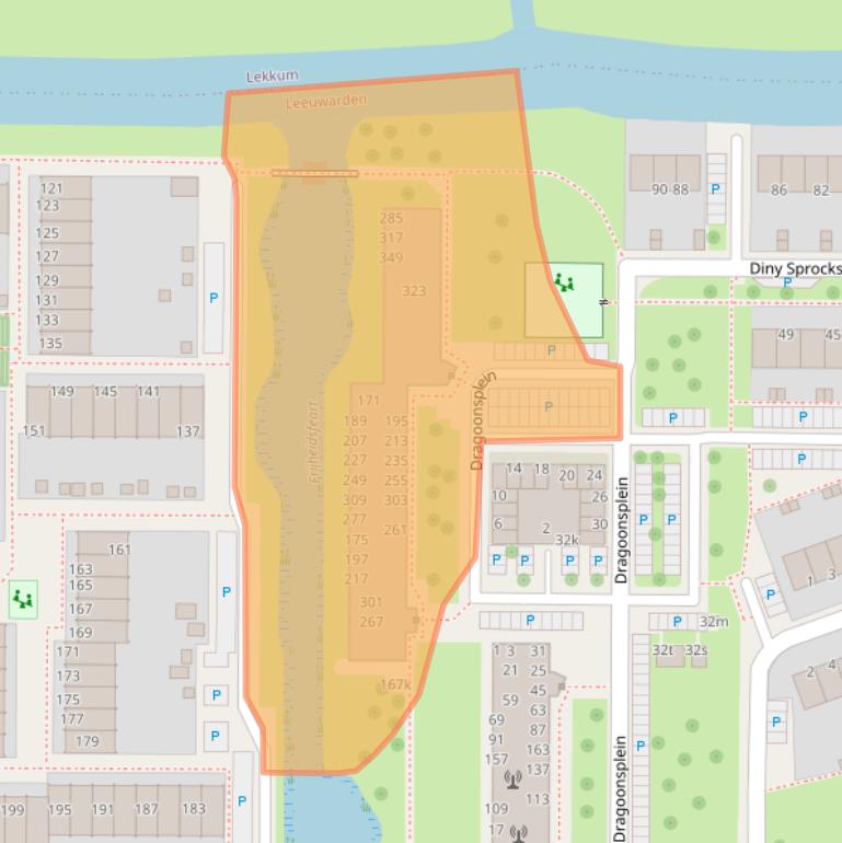 Kaart van postcodegebied 8923AJ.