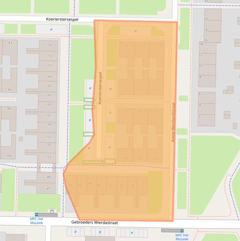 Kaart van postcodegebied 8923BK.