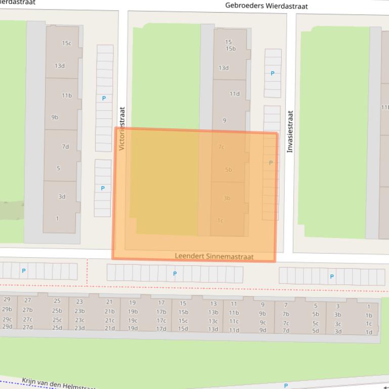 Kaart van postcodegebied 8923BZ.