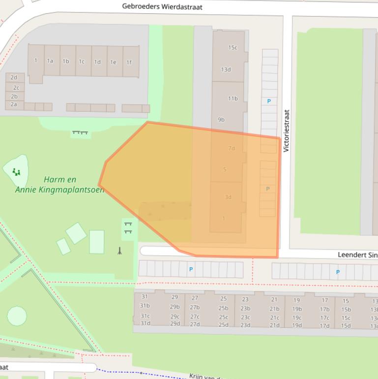 Kaart van postcodegebied 8923CB.