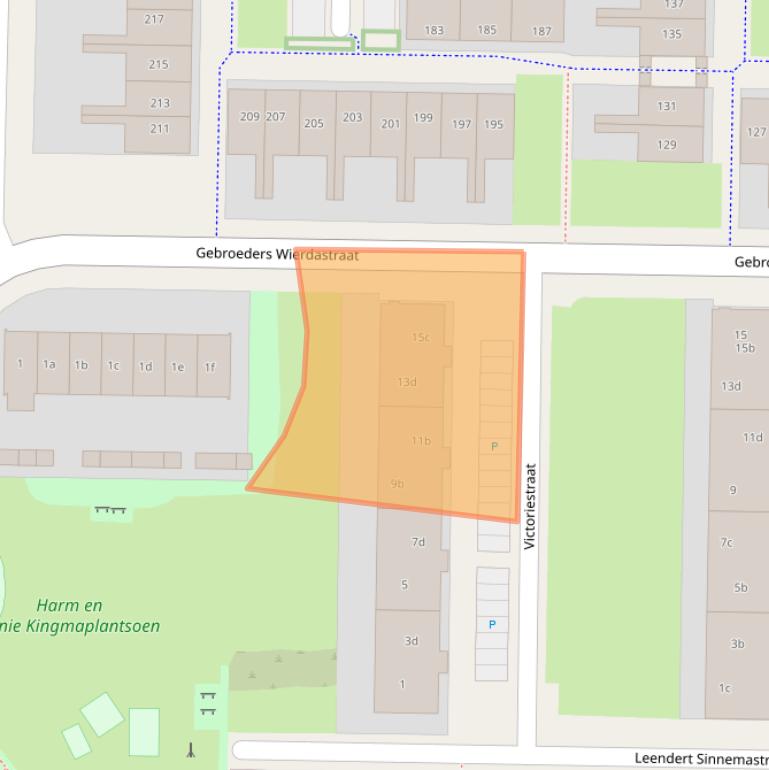 Kaart van postcodegebied 8923CC.