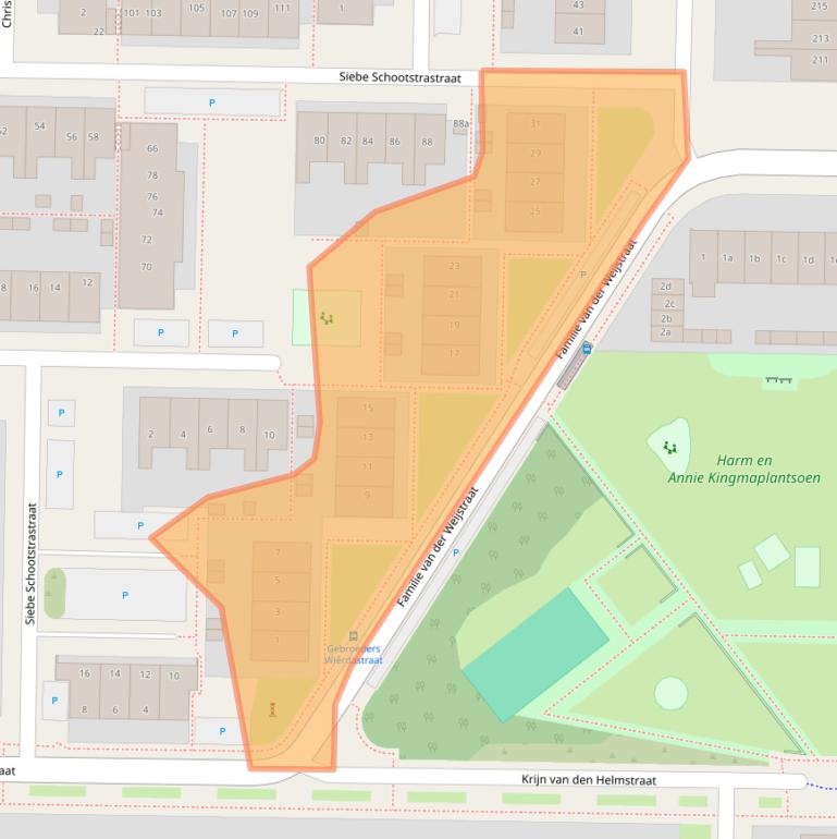 Kaart van postcodegebied 8923CJ.