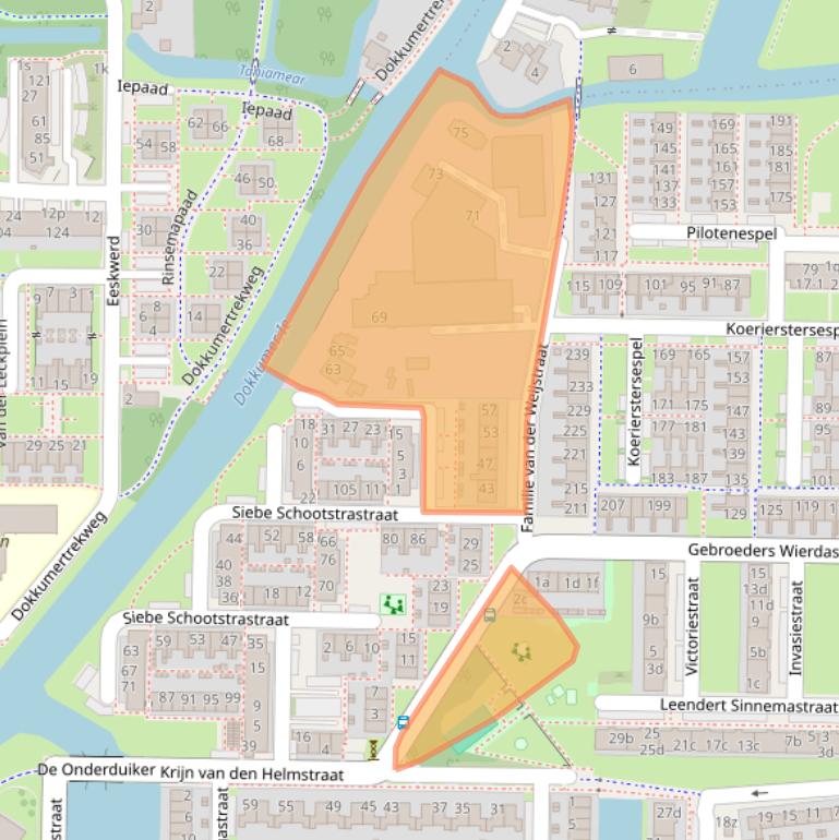 Kaart van postcodegebied 8923CK.