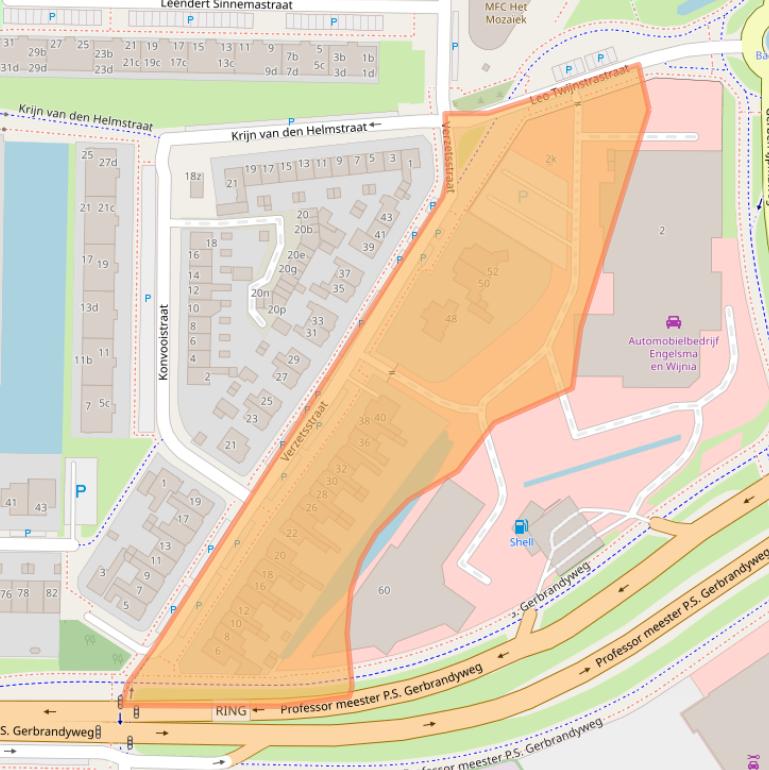 Kaart van postcodegebied 8923CR.