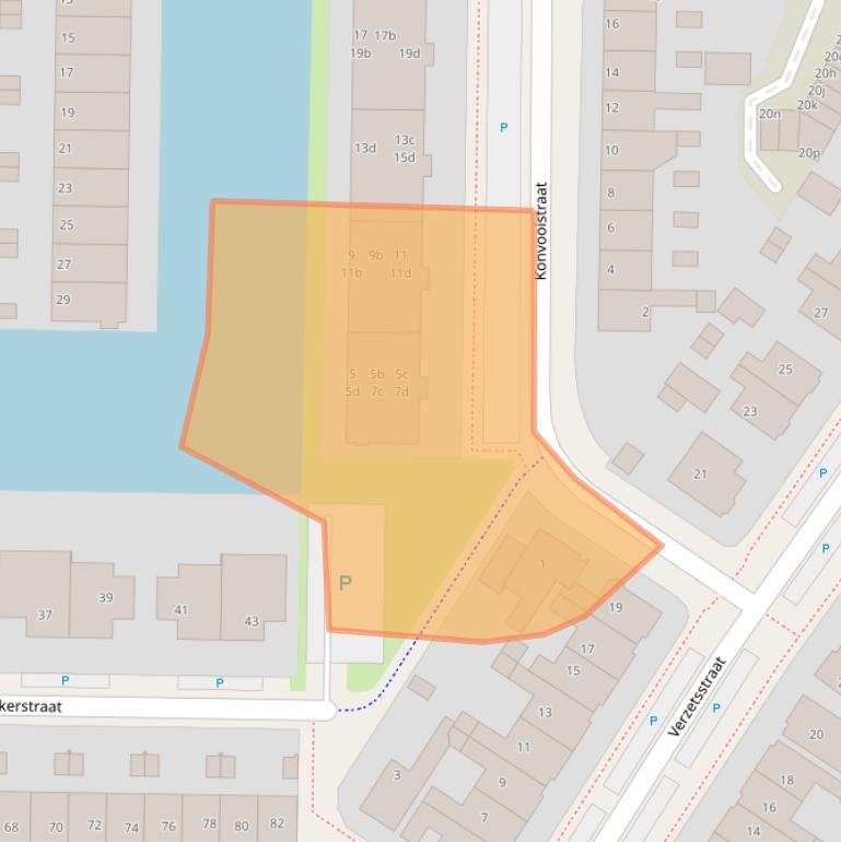 Kaart van postcodegebied 8923CS.