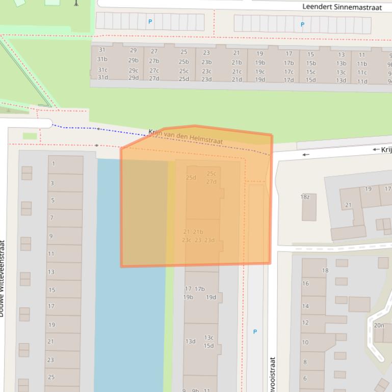 Kaart van postcodegebied 8923CV.