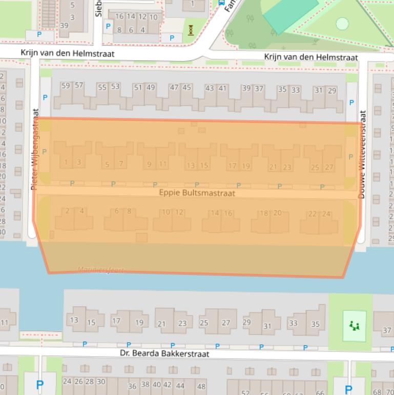 Kaart van postcodegebied 8923CZ.