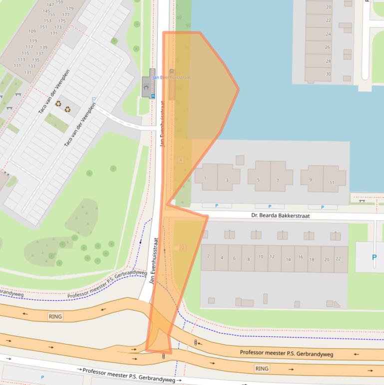 Kaart van postcodegebied 8923EE.