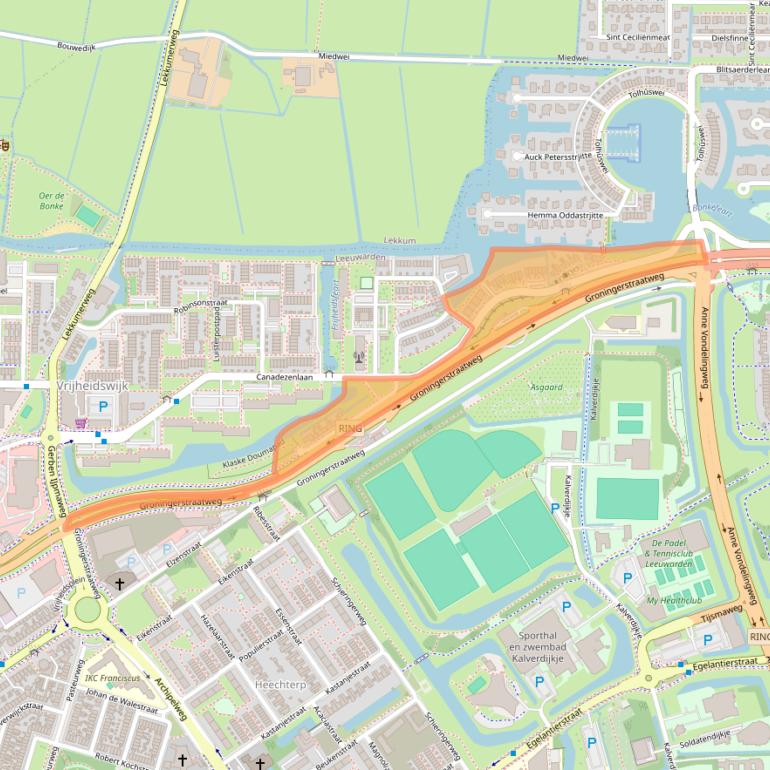Kaart van postcodegebied 8923EJ.