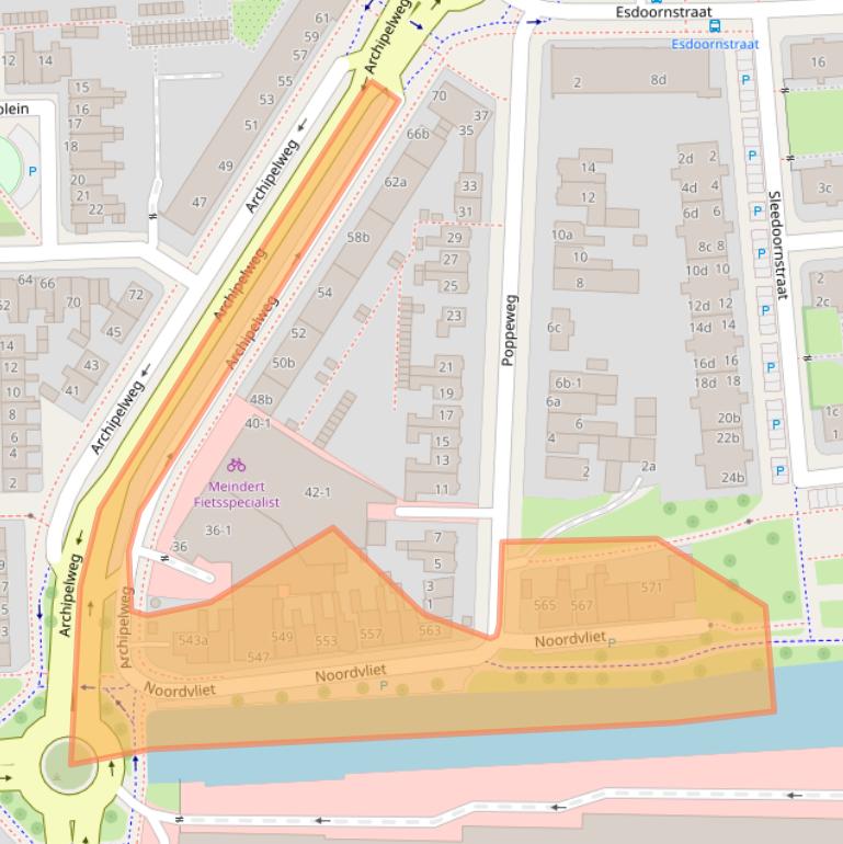Kaart van postcodegebied 8924AE.
