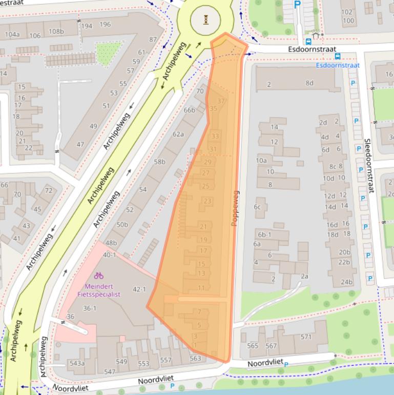 Kaart van postcodegebied 8924AG.