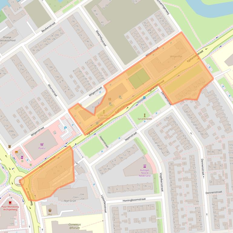 Kaart van postcodegebied 8924EJ.