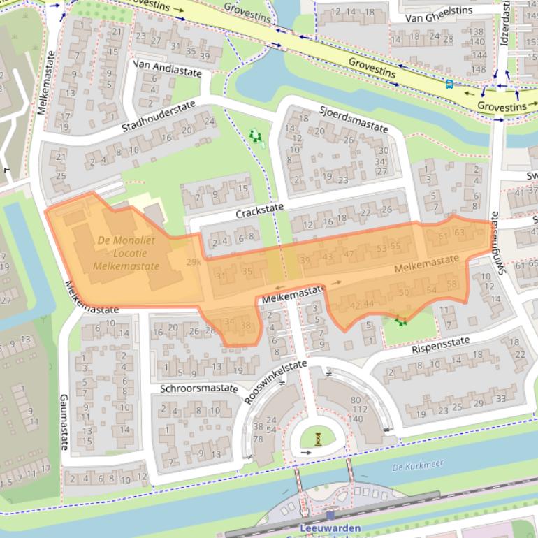 Kaart van postcodegebied 8925AX.