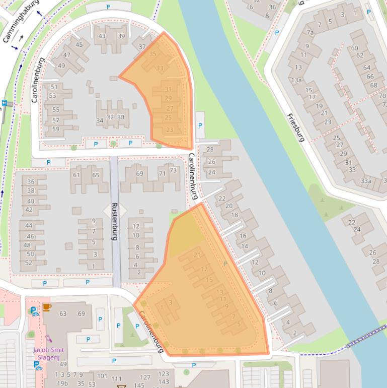 Kaart van postcodegebied 8925CA.