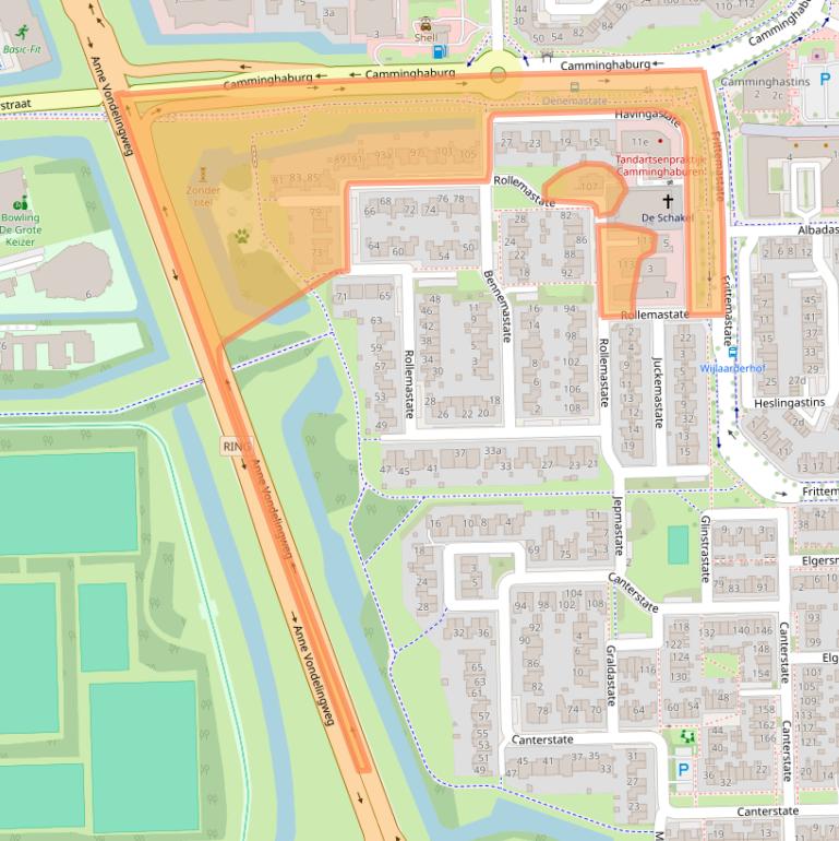 Kaart van postcodegebied 8925DC.