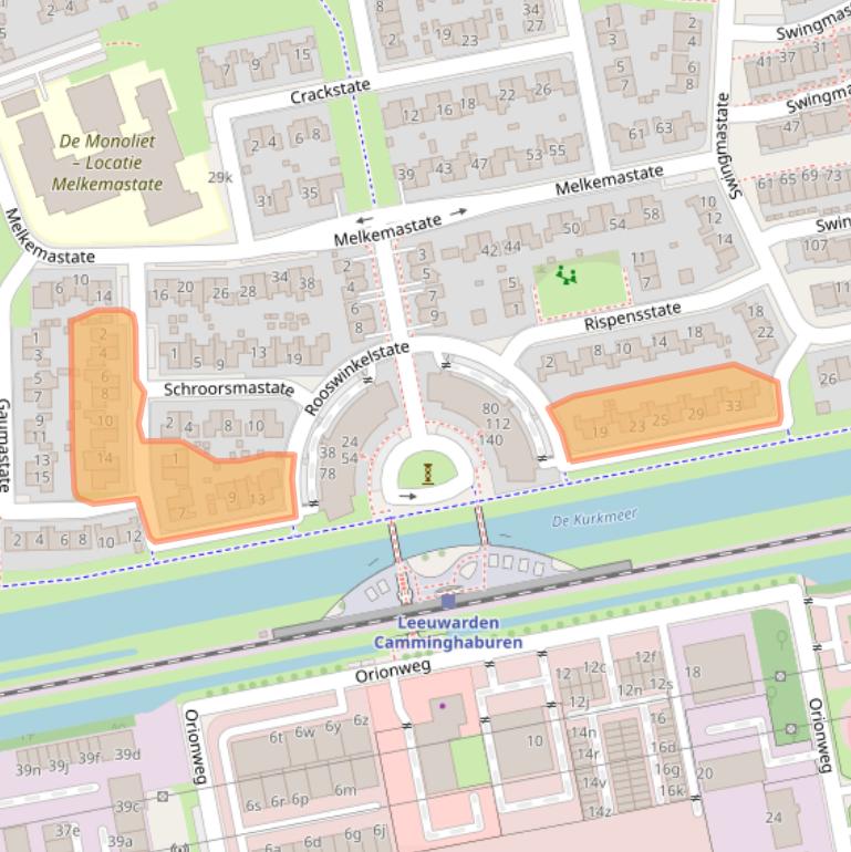 Kaart van postcodegebied 8925LC.