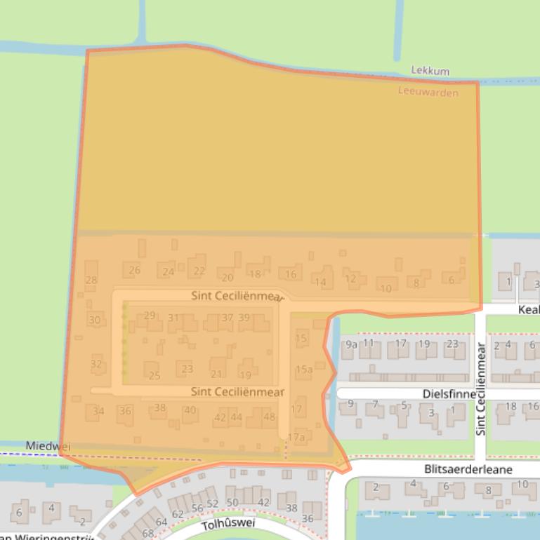 Kaart van postcodegebied 8927AN.