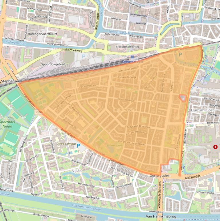 Kaart van postcodegebied 8932.