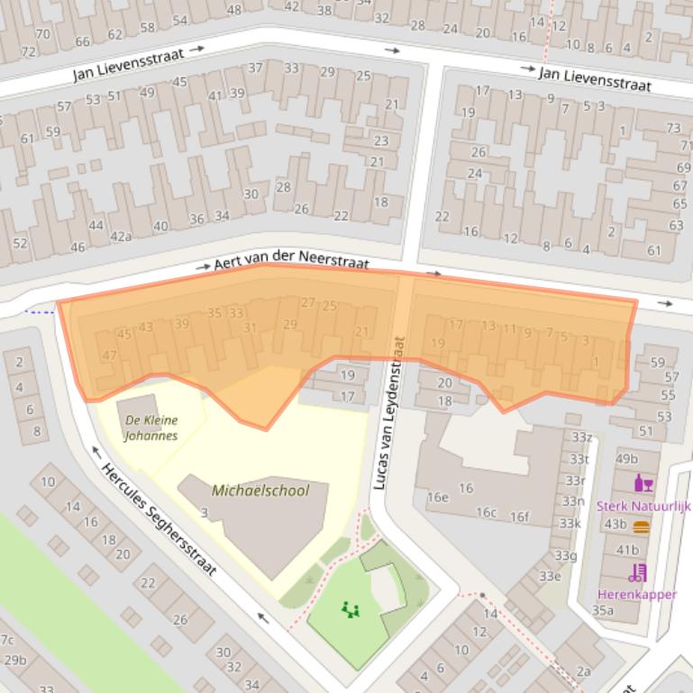 Kaart van postcodegebied 8932BJ.