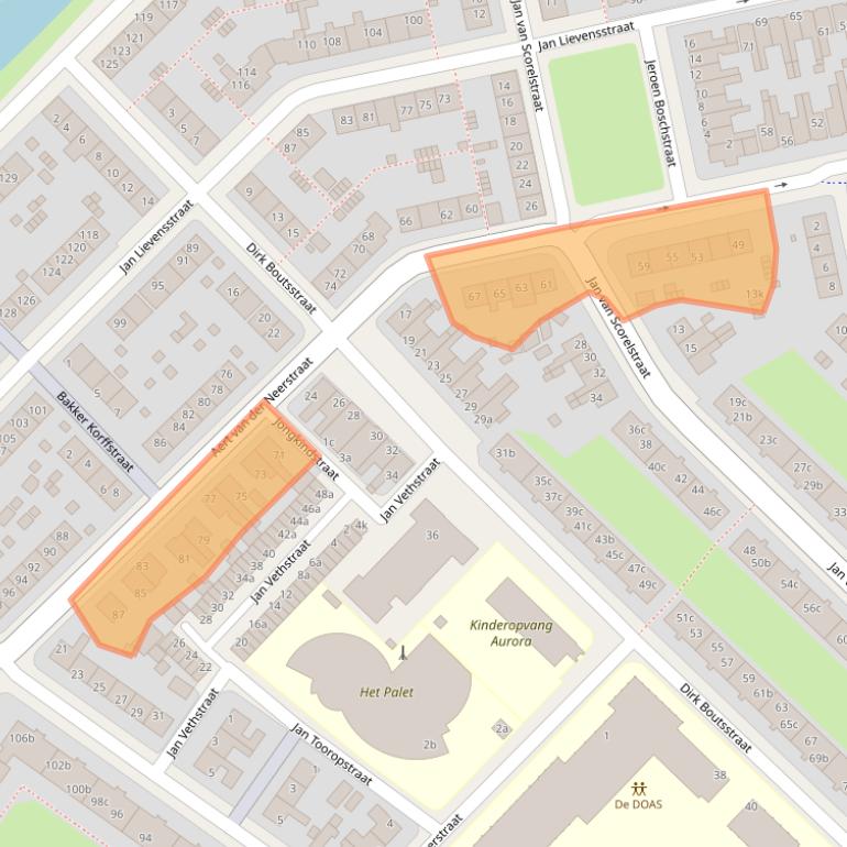 Kaart van postcodegebied 8932BK.