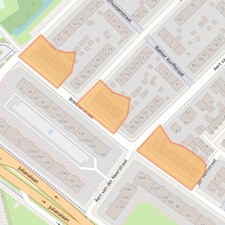 Kaart van postcodegebied 8932BZ.