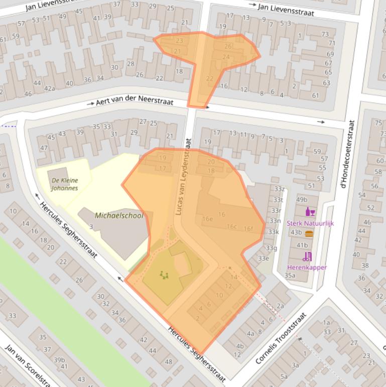 Kaart van postcodegebied 8932DJ.