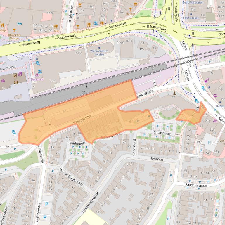 Kaart van postcodegebied 8932GJ.