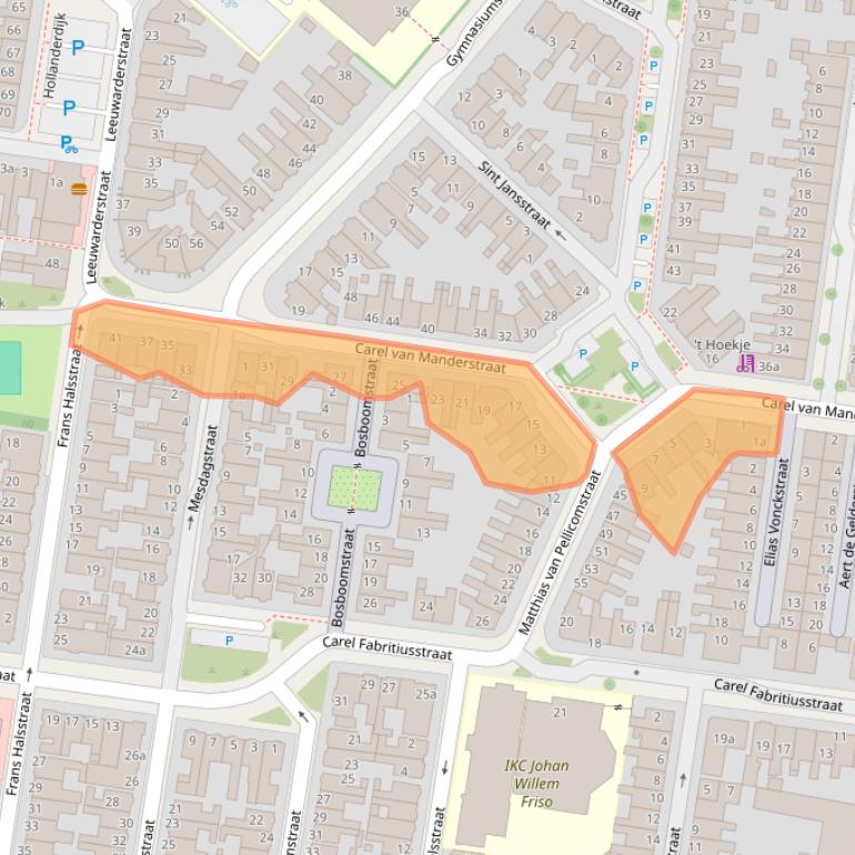 Kaart van postcodegebied 8932HH.