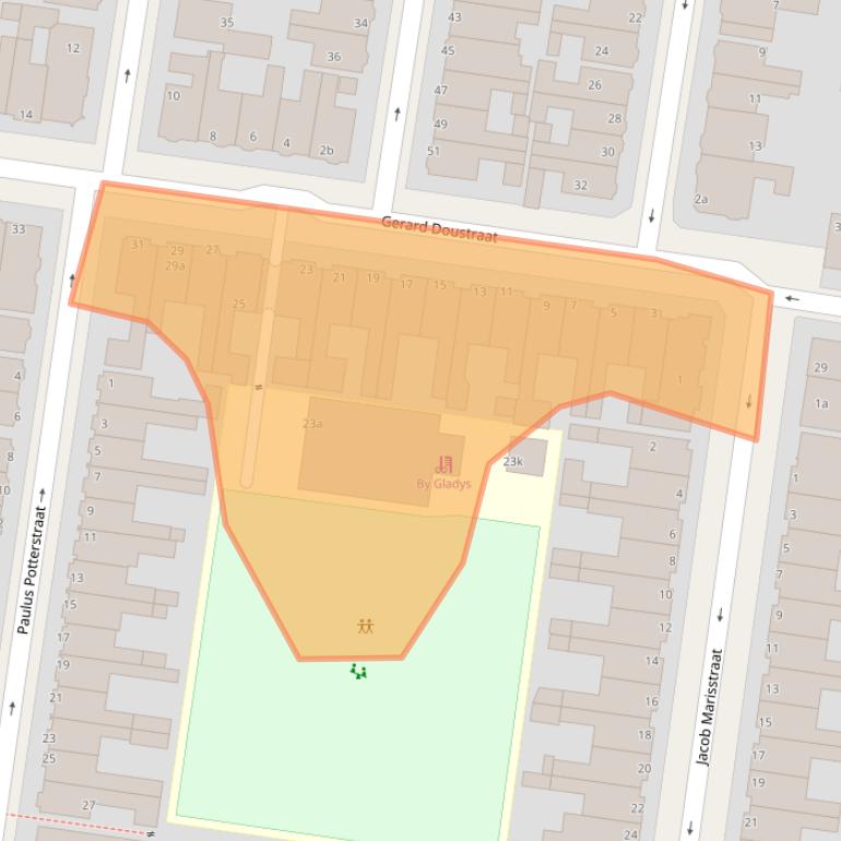Kaart van postcodegebied 8932JG.