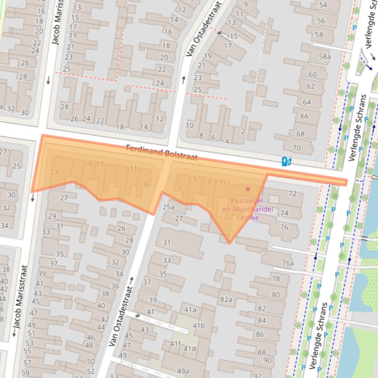 Kaart van postcodegebied 8932JK.