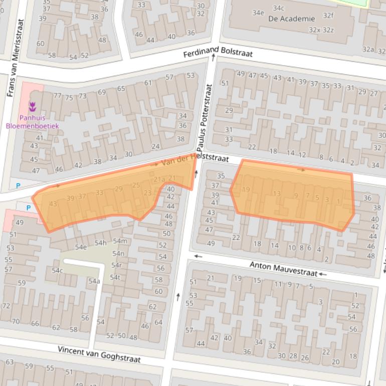 Kaart van postcodegebied 8932JS.