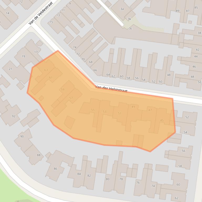 Kaart van postcodegebied 8932JT.