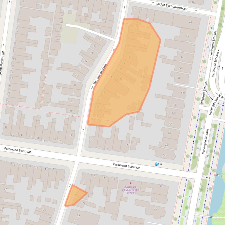 Kaart van postcodegebied 8932JX.