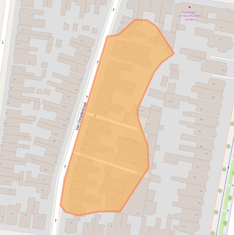 Kaart van postcodegebied 8932JZ.