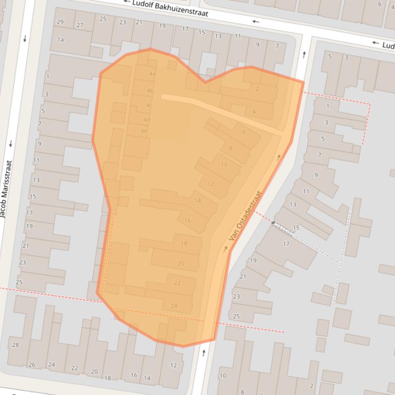 Kaart van postcodegebied 8932KA.