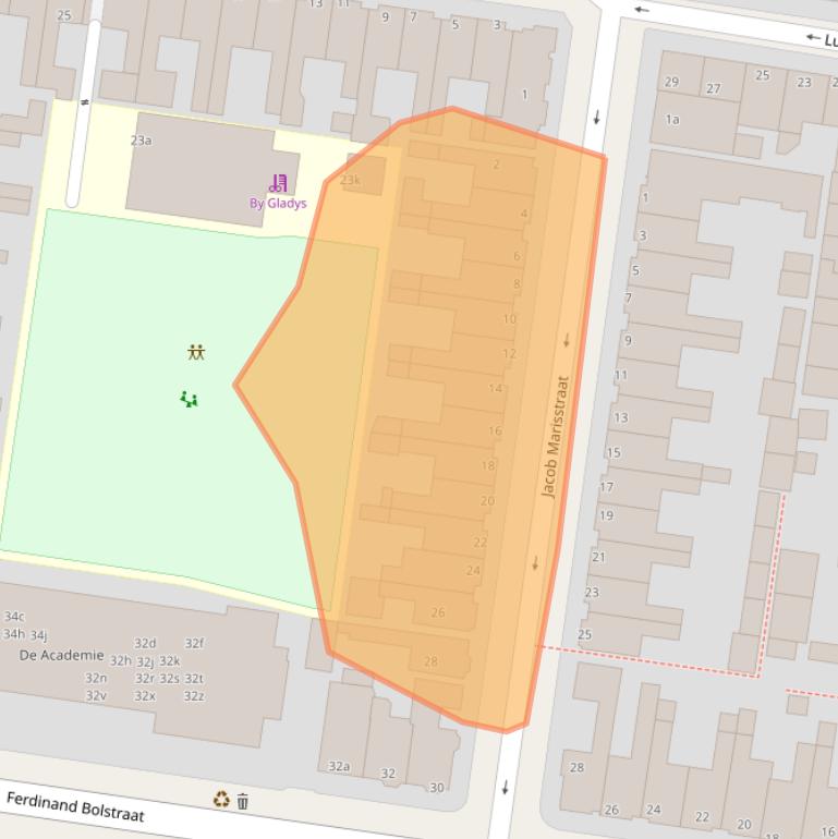 Kaart van postcodegebied 8932KE.