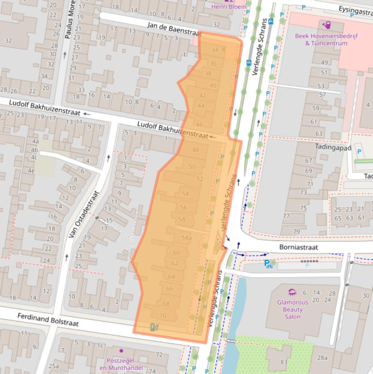 Kaart van postcodegebied 8932NP.