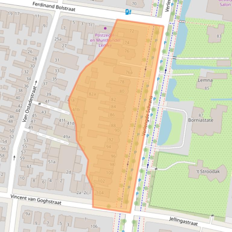 Kaart van postcodegebied 8932NR.