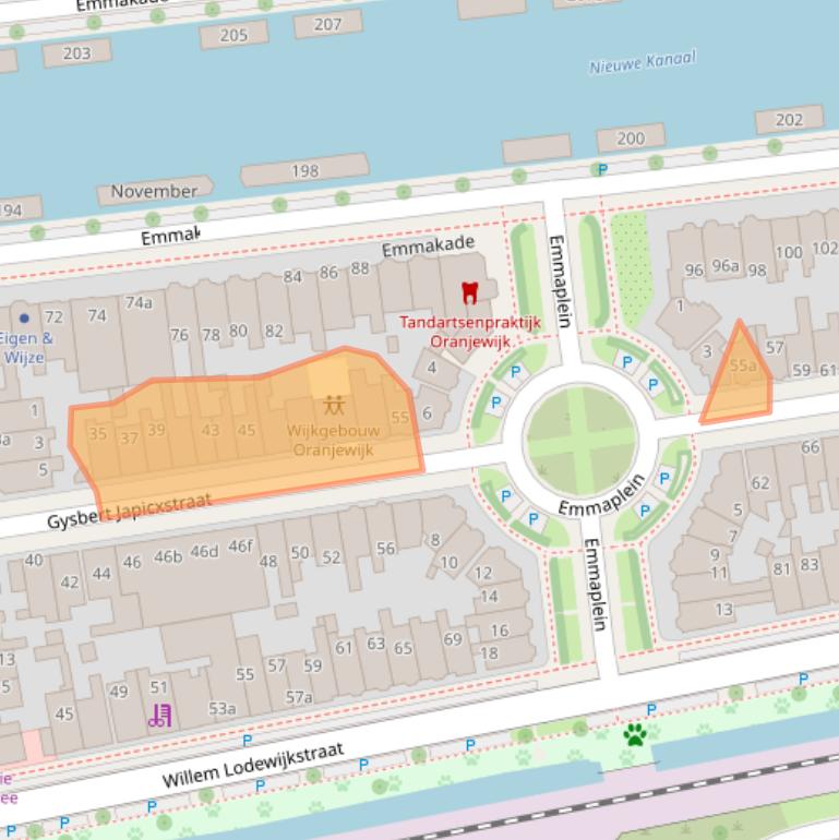 Kaart van postcodegebied 8933BA.