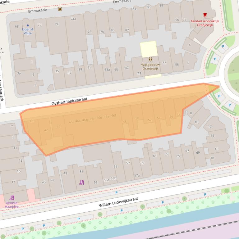 Kaart van postcodegebied 8933BD.