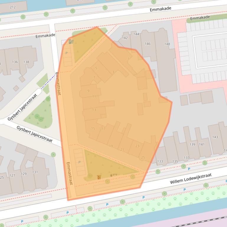 Kaart van postcodegebied 8933BT.