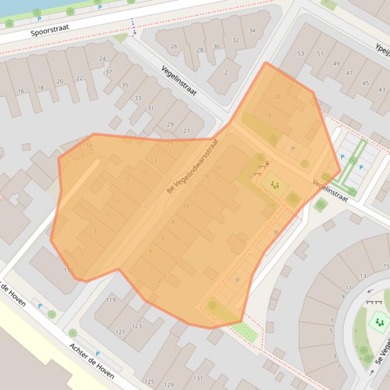 Kaart van postcodegebied 8933DC.